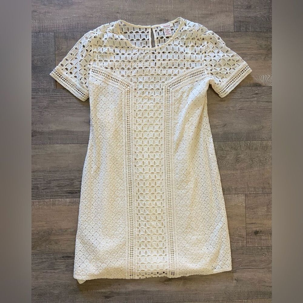 Sundance women’s size 4 cream ivory eyelet essence pattern short sleeve dress